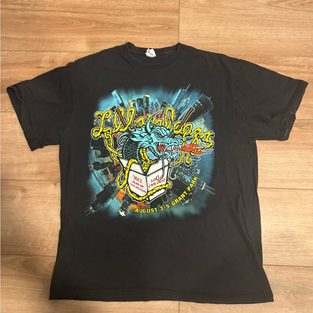 Vintage Lollapalozza 2012 - Black Graphic T-Shirt with Colorful Design